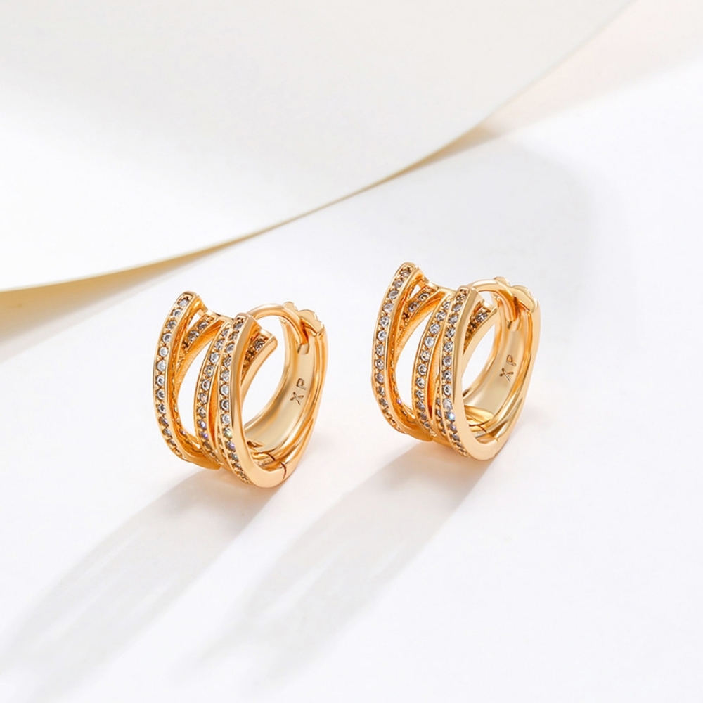 Linear Irregular Alloy with Zirconium Earrings for Women